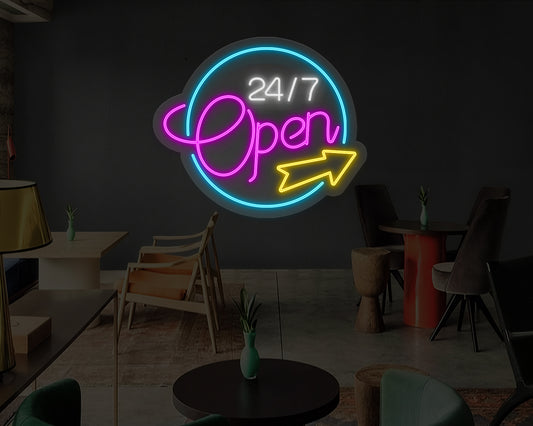 Open 24/7 Neon Sign