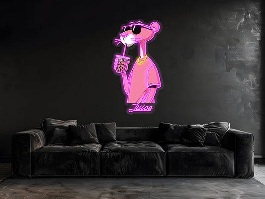 Pink Panther Juice Neon Sign