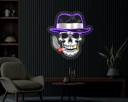 Smoking Skull Neon Sign