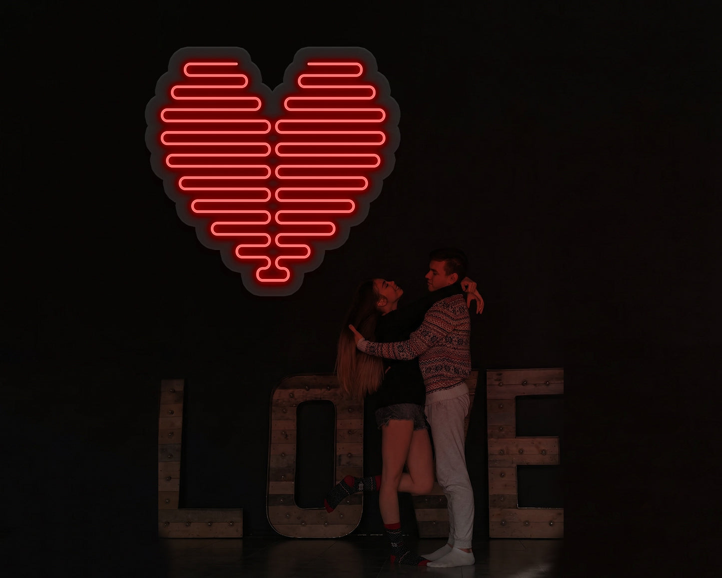 Valentine's Day Glowing Hearts Neon Sign