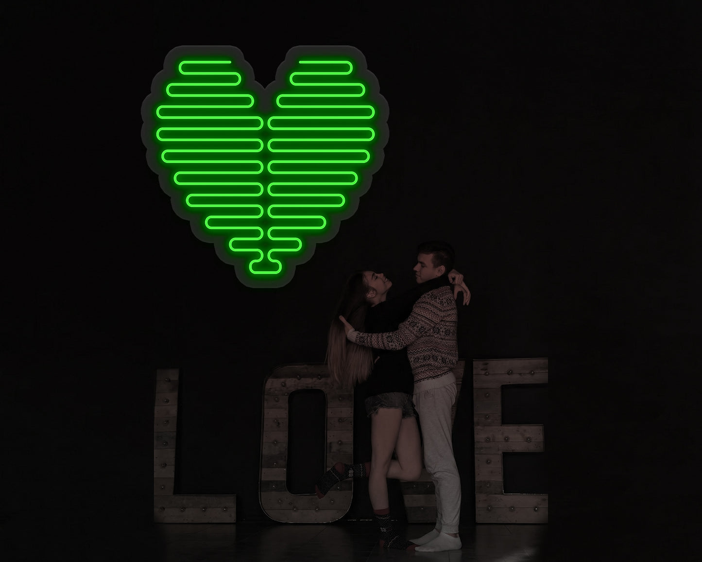 Valentine's Day Glowing Hearts Neon Sign