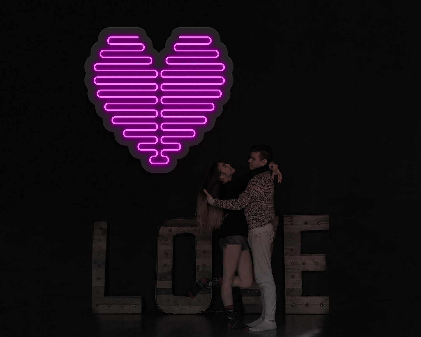 Valentine's Day Glowing Hearts Neon Sign