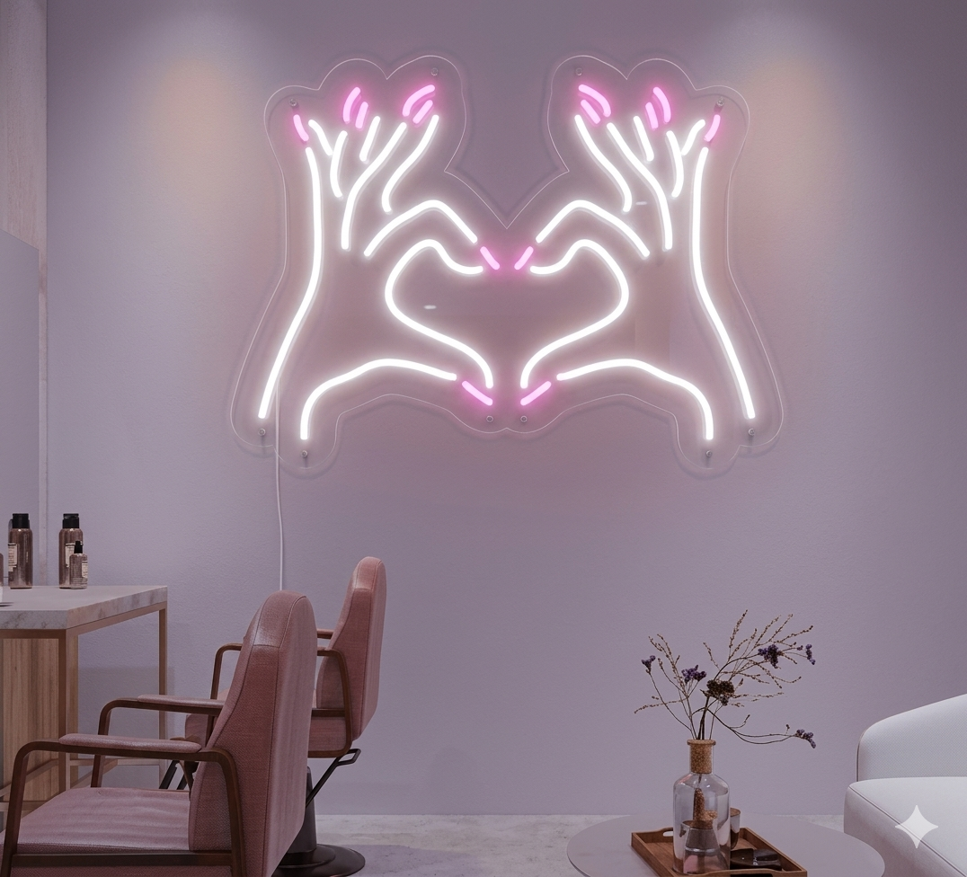 Nail Art with Heart Neon Sign