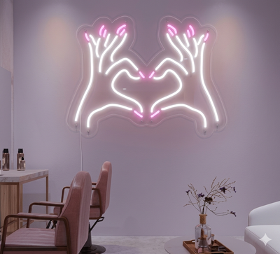 Nail Art with Heart Neon Sign